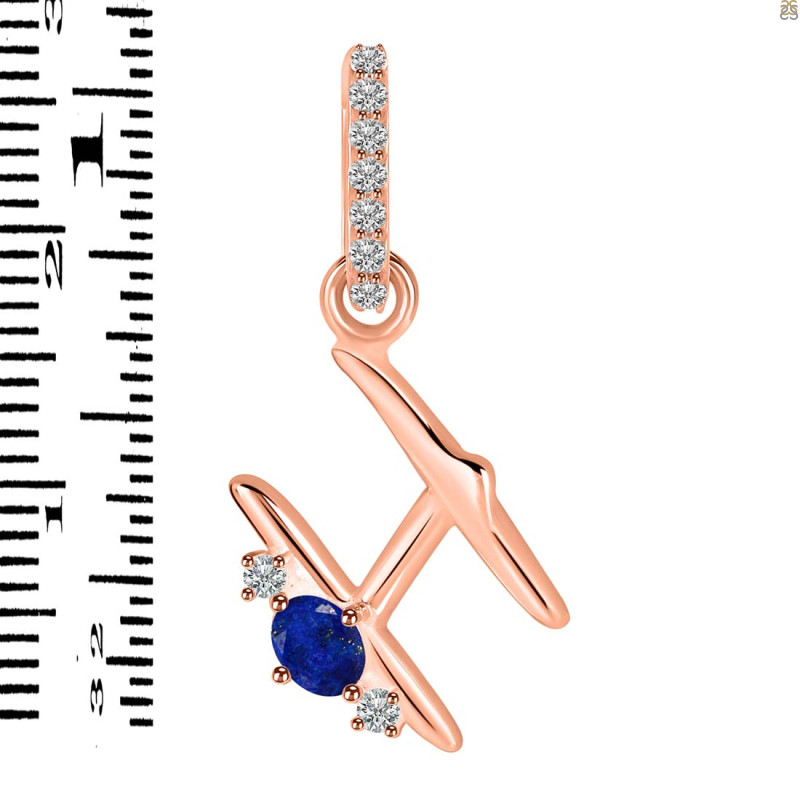 Lapis & White Topaz Alphabet H Pendant LLP-RDA-34.
