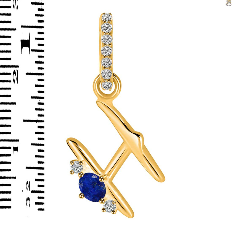Lapis & White Topaz Alphabet H Pendant LLP-RDA-34.