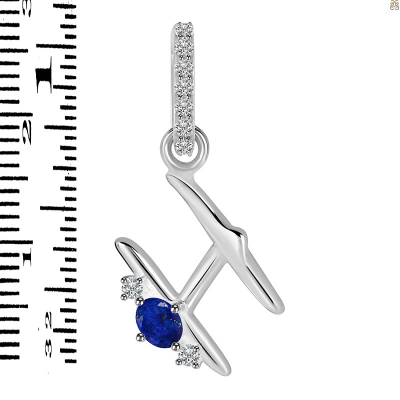 Lapis & White Topaz Alphabet H Pendant LLP-RDA-34.