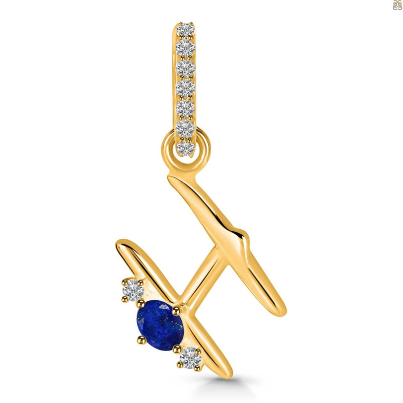 Lapis & White Topaz Alphabet H Pendant LLP-RDA-34.
