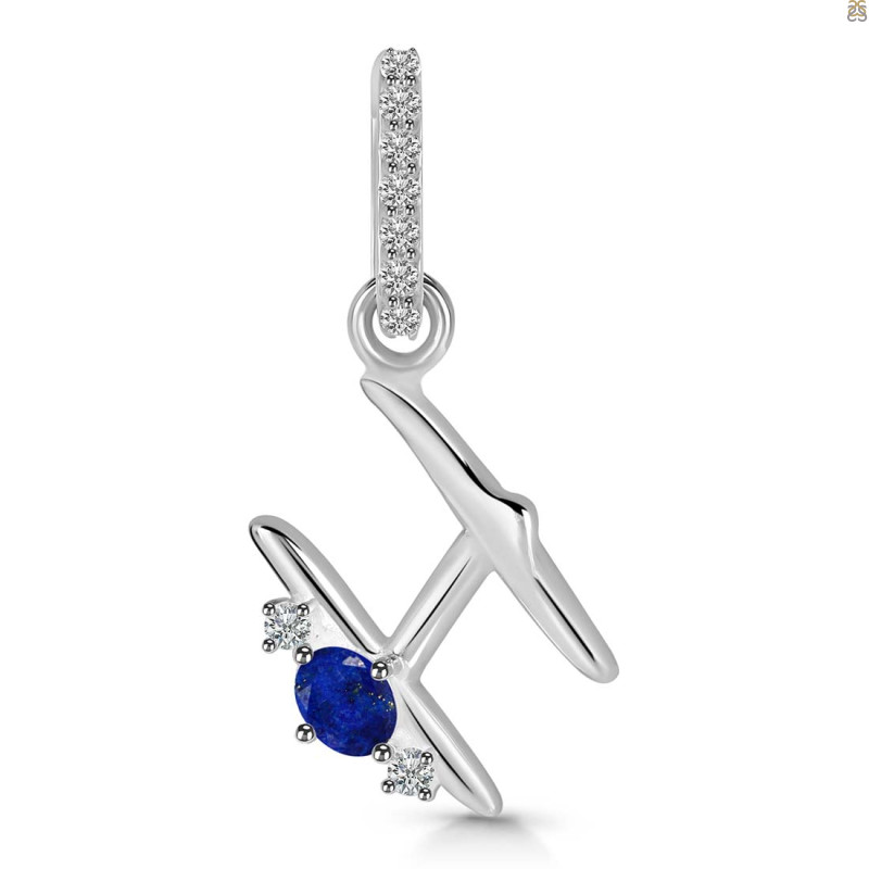 Lapis & White Topaz Alphabet H Pendant LLP-RDA-34.