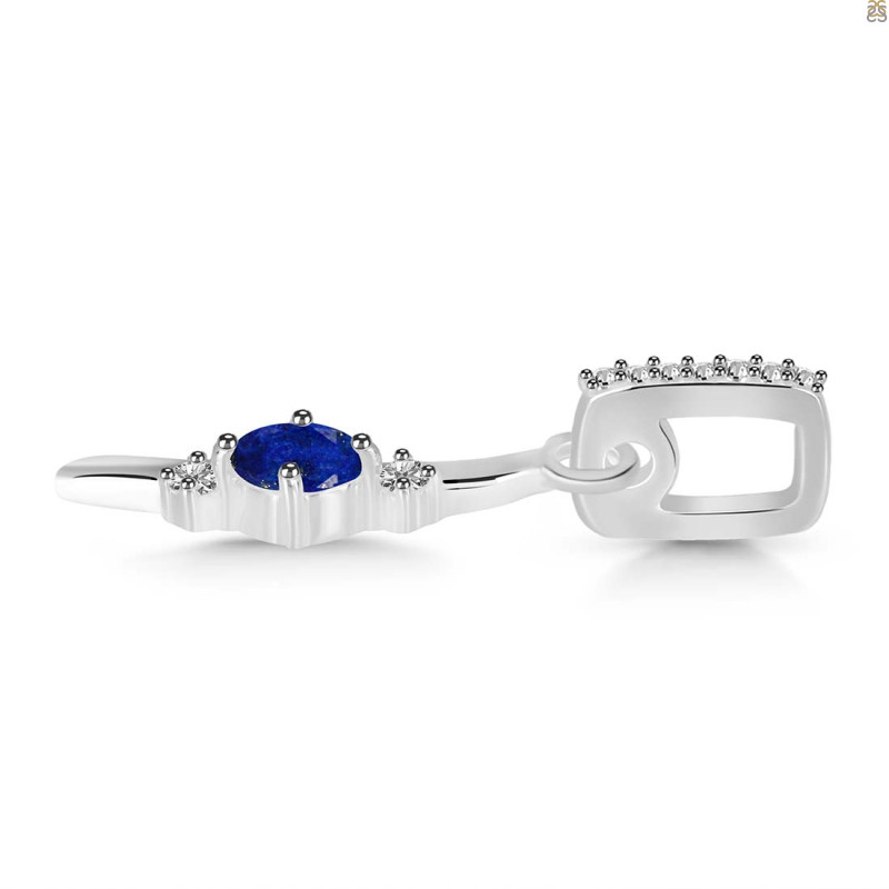 Lapis & White Topaz Alphabet I Pendant