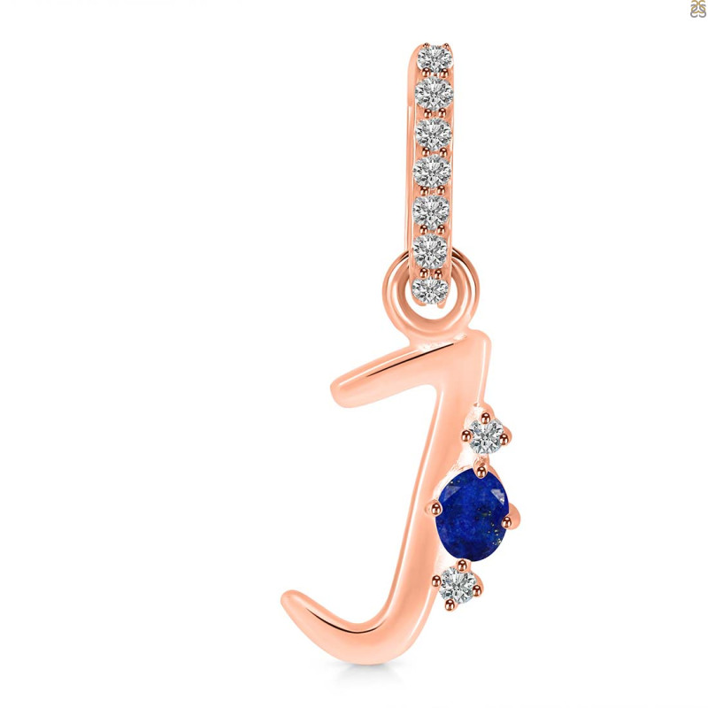 Lapis & White Topaz Alphabet J Pendant LLP-RDA-36.
