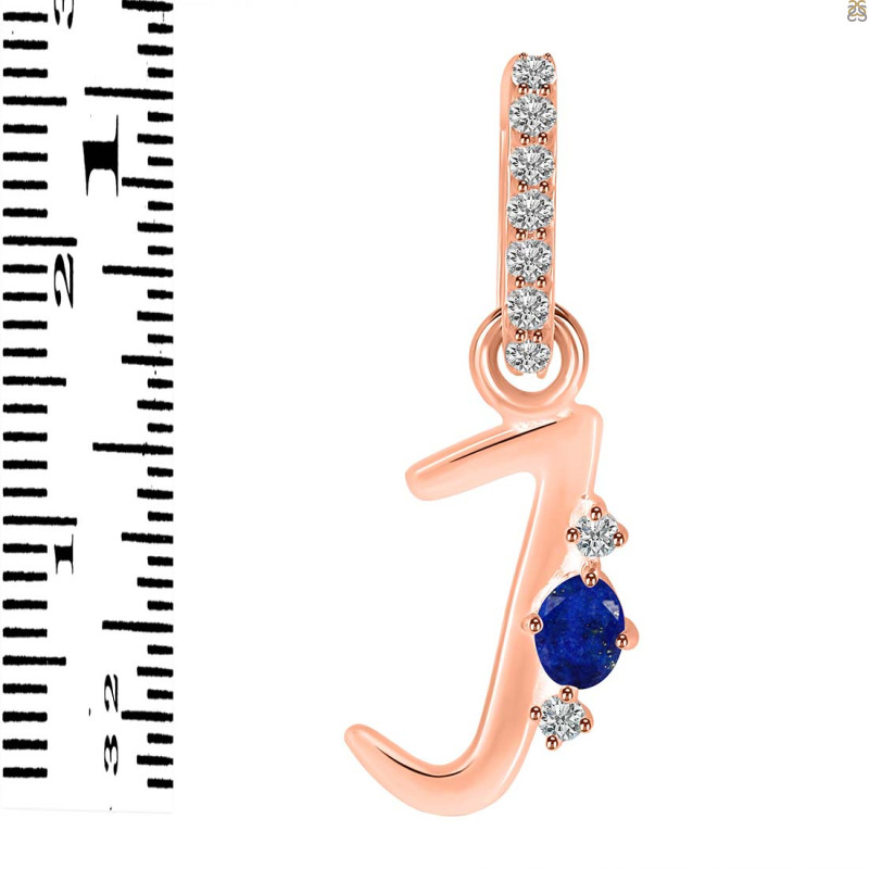 Lapis & White Topaz Alphabet J Pendant LLP-RDA-36.
