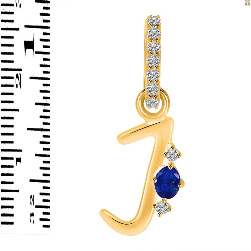 Lapis & White Topaz Alphabet J Pendant LLP-RDA-36.