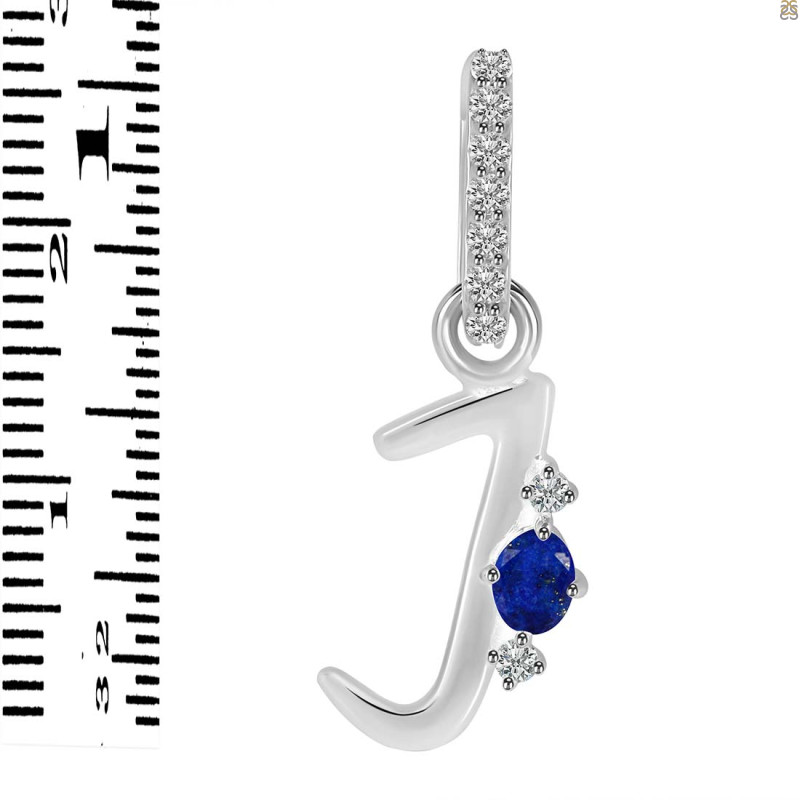 Lapis & White Topaz Alphabet J Pendant LLP-RDA-36.