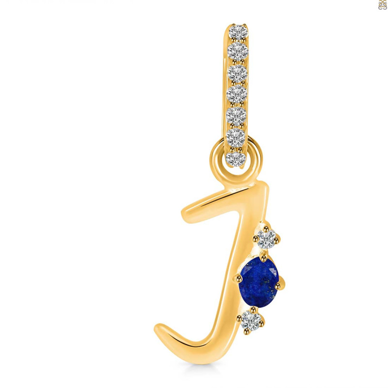 Lapis & White Topaz Alphabet J Pendant LLP-RDA-36.
