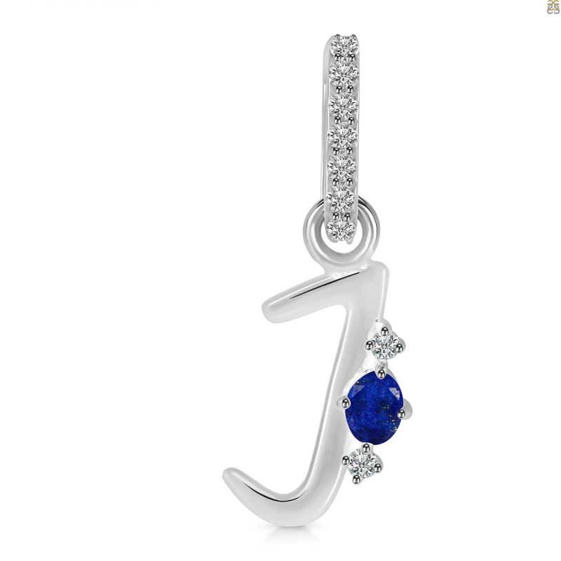 Lapis & White Topaz Alphabet J Pendant LLP-RDA-36.