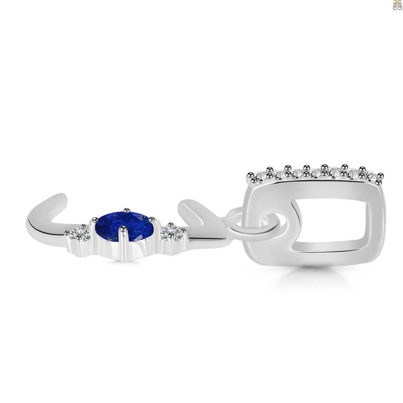 Lapis & White Topaz Alphabet J Pendant