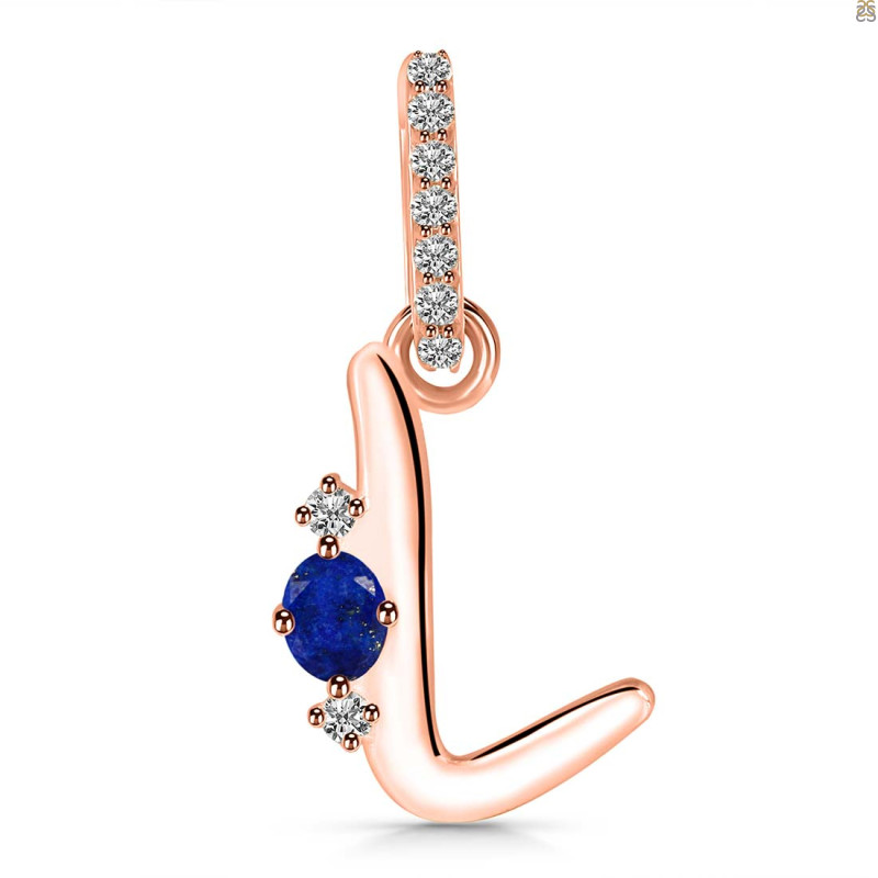 Lapis & White Topaz Alphabet L Pendant LLP-RDA-38.