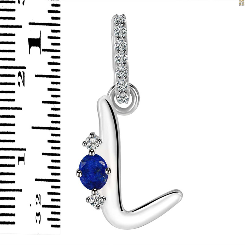 Lapis & White Topaz Alphabet L Pendant LLP-RDA-38.