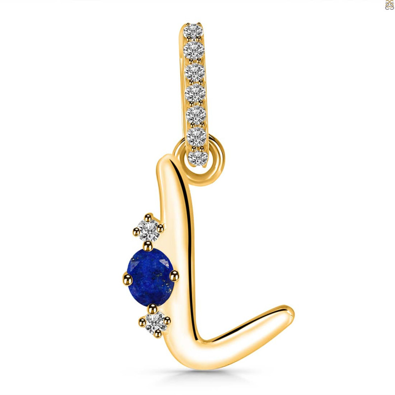 Lapis & White Topaz Alphabet L Pendant LLP-RDA-38.