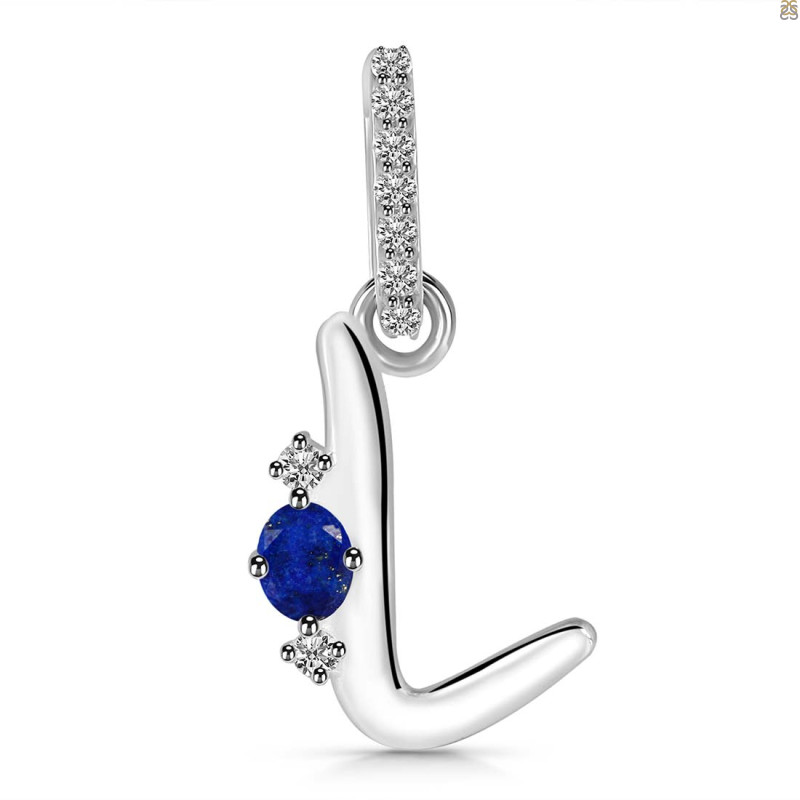 Lapis & White Topaz Alphabet L Pendant LLP-RDA-38.