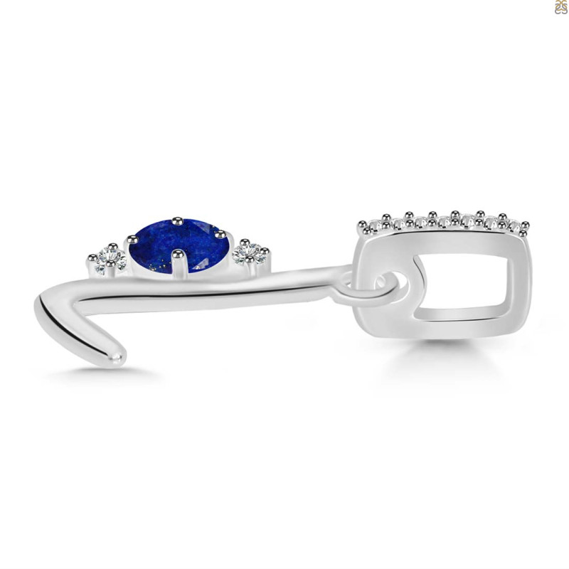 Lapis & White Topaz Alphabet L Pendant