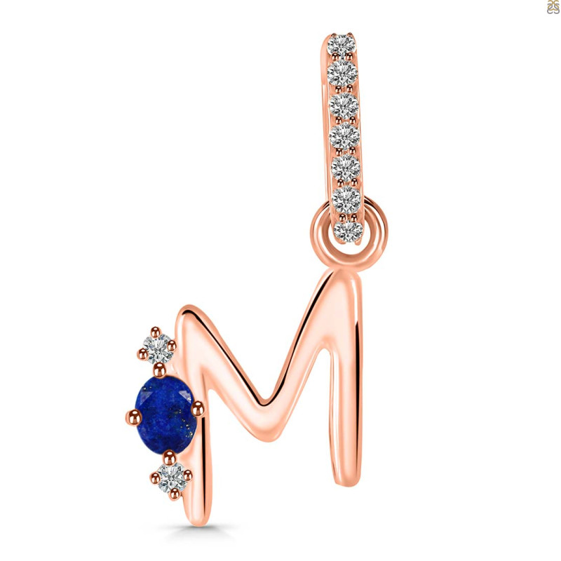 Lapis & White Topaz Alphabet M Pendant LLP-RDA-39.