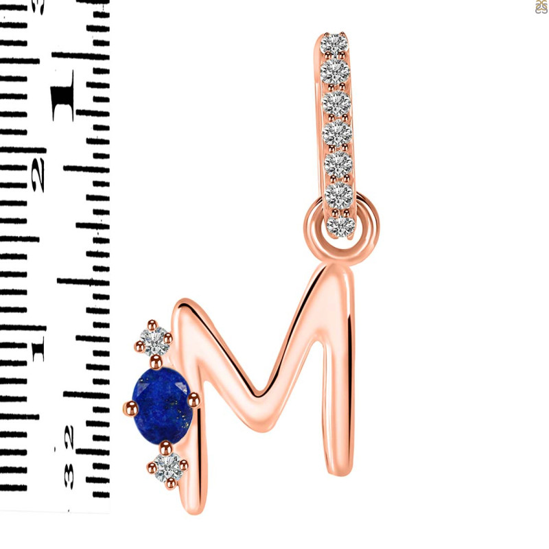 Lapis & White Topaz Alphabet M Pendant LLP-RDA-39.