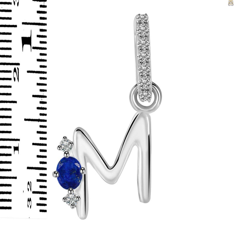 Lapis & White Topaz Alphabet M Pendant LLP-RDA-39.