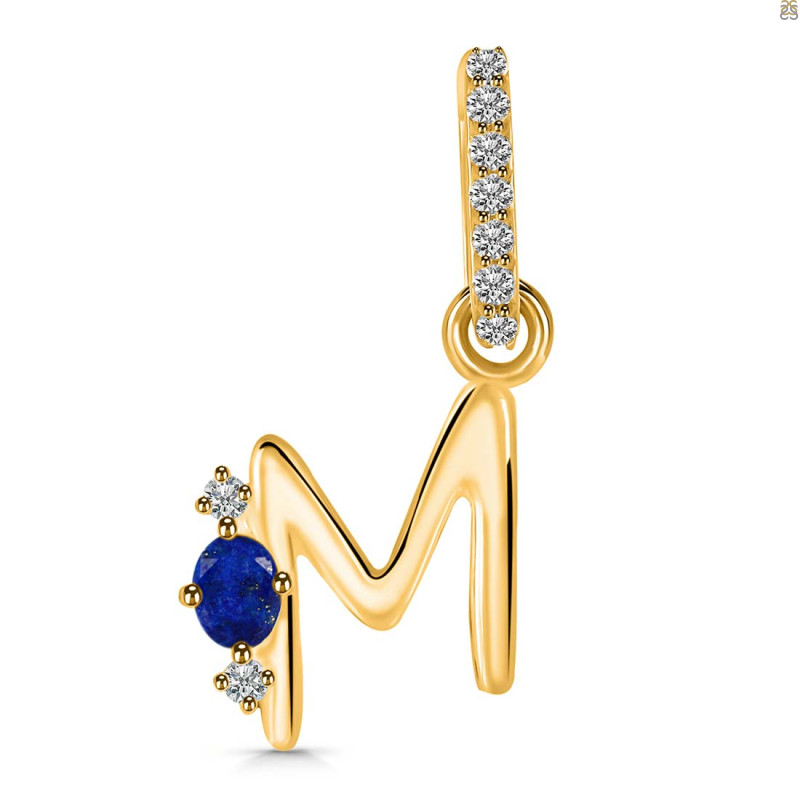 Lapis & White Topaz Alphabet M Pendant LLP-RDA-39.
