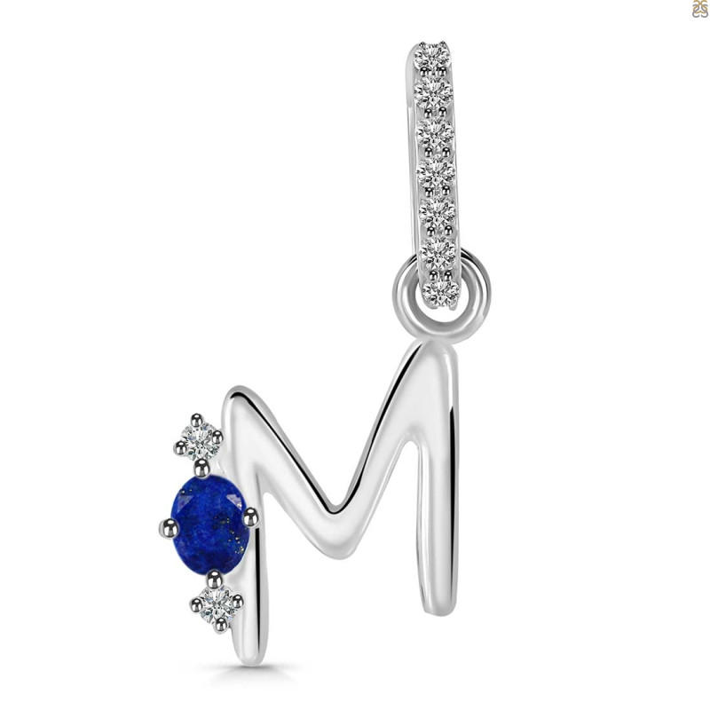 Lapis & White Topaz Alphabet M Pendant LLP-RDA-39.