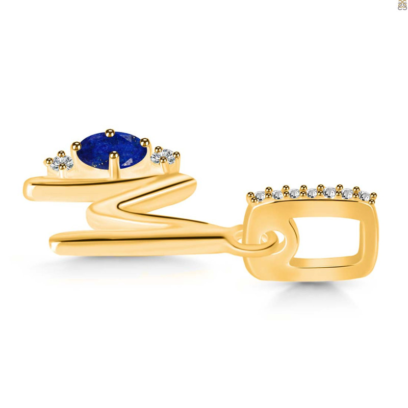 Lapis & White Topaz Alphabet M Pendant LLP-RDA-39.