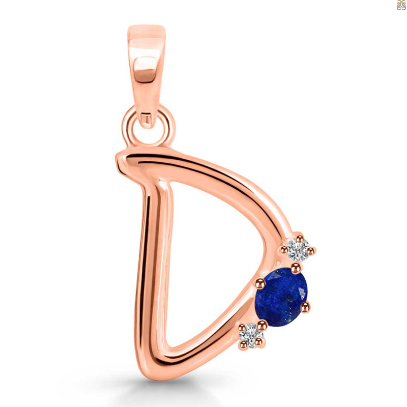 Lapis & White Topaz Alphabet D Pendant LLP-RDA-4.