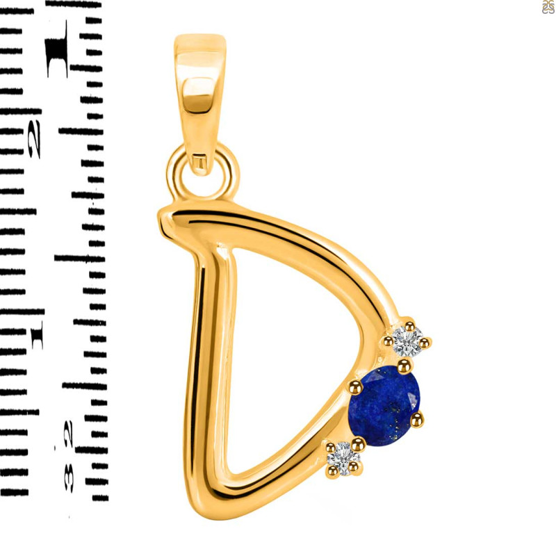 Lapis & White Topaz Alphabet D Pendant LLP-RDA-4.