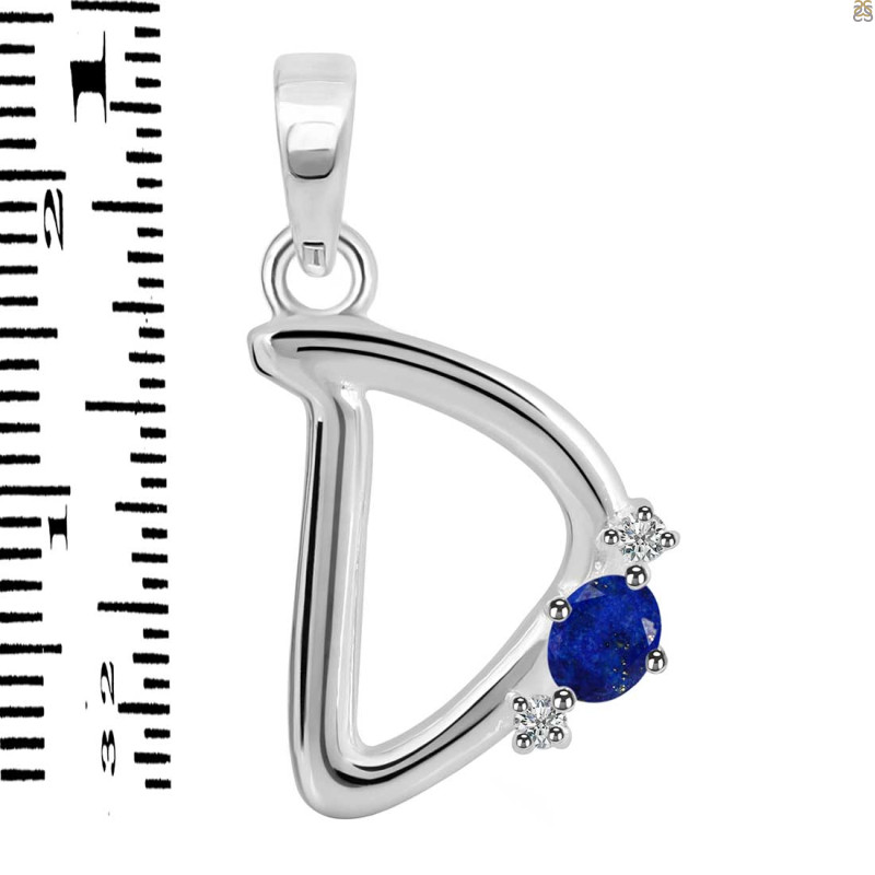 Lapis & White Topaz Alphabet D Pendant LLP-RDA-4.