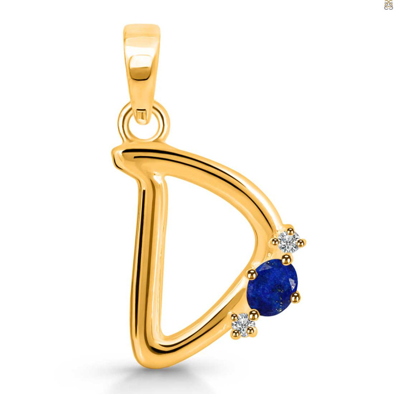 Lapis & White Topaz Alphabet D Pendant LLP-RDA-4.