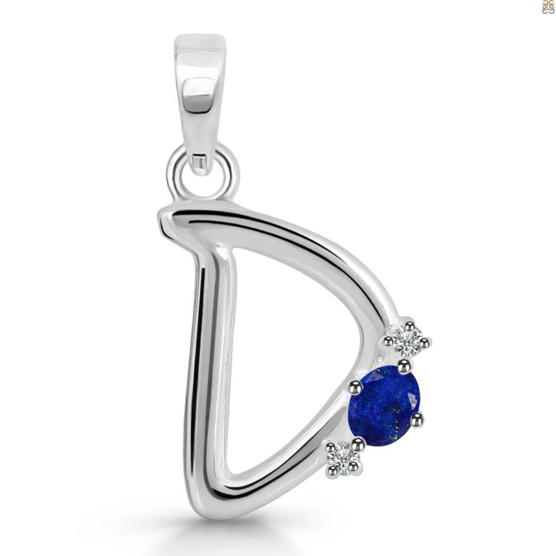 Lapis & White Topaz Alphabet D Pendant LLP-RDA-4.