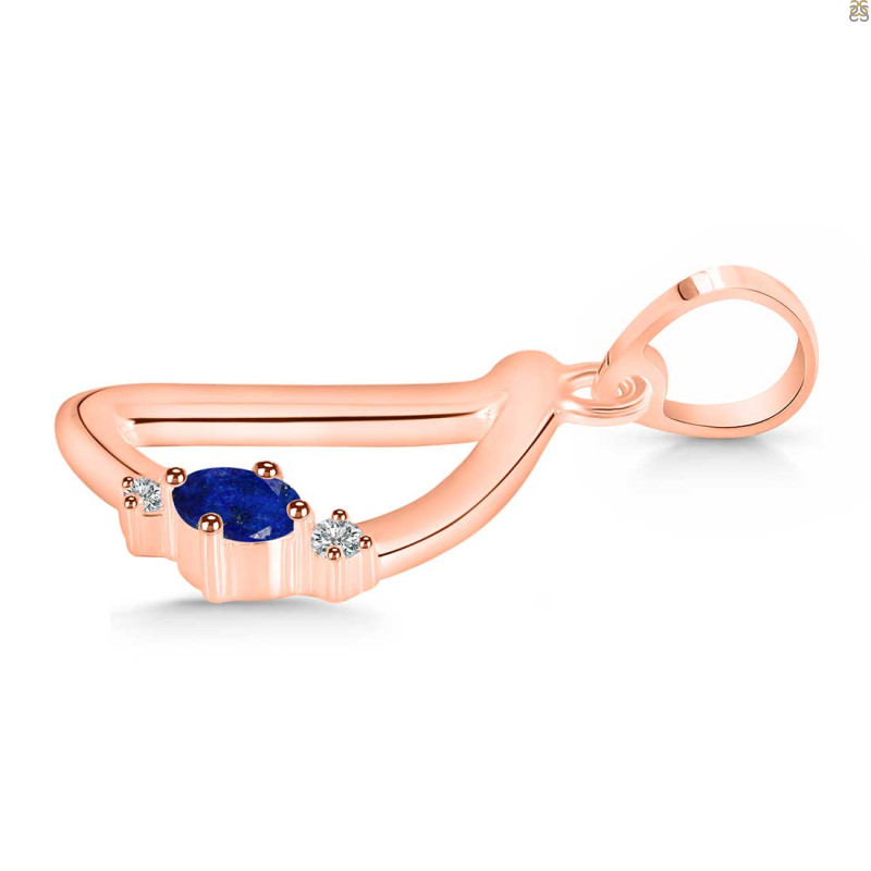 Lapis & White Topaz Alphabet D Pendant LLP-RDA-4.
