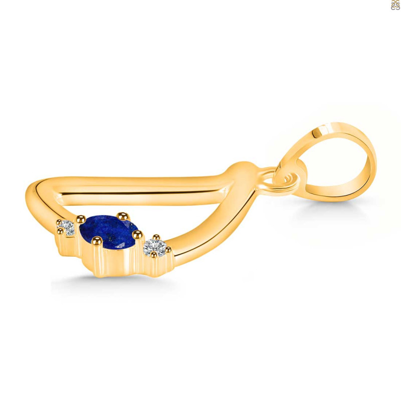 Lapis & White Topaz Alphabet D Pendant LLP-RDA-4.