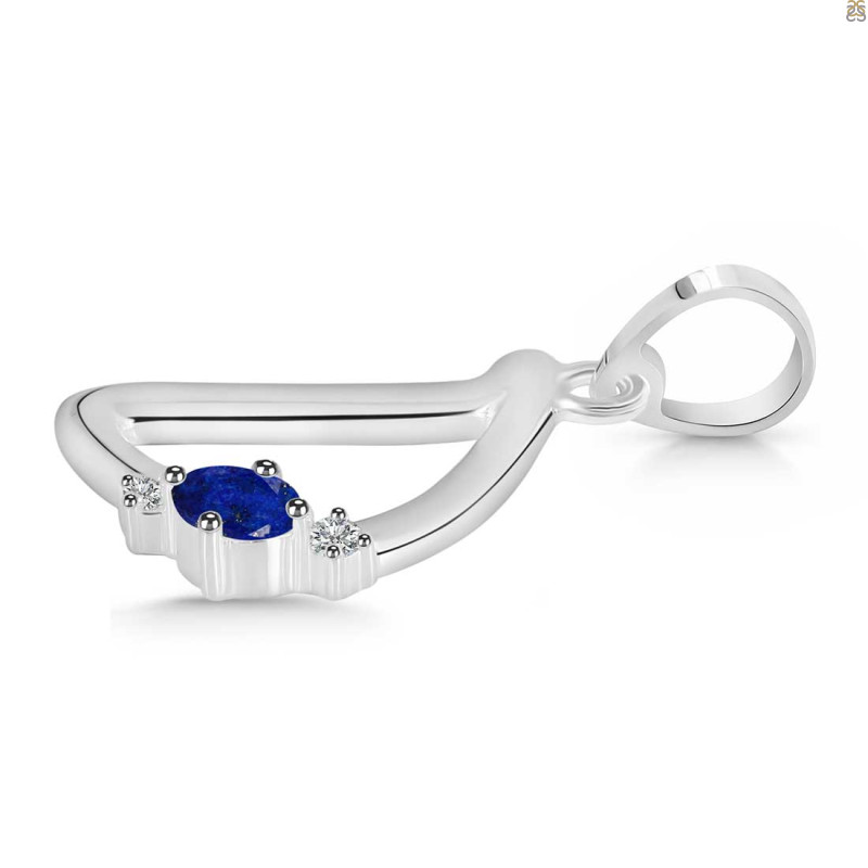 Lapis & White Topaz Alphabet D Pendant