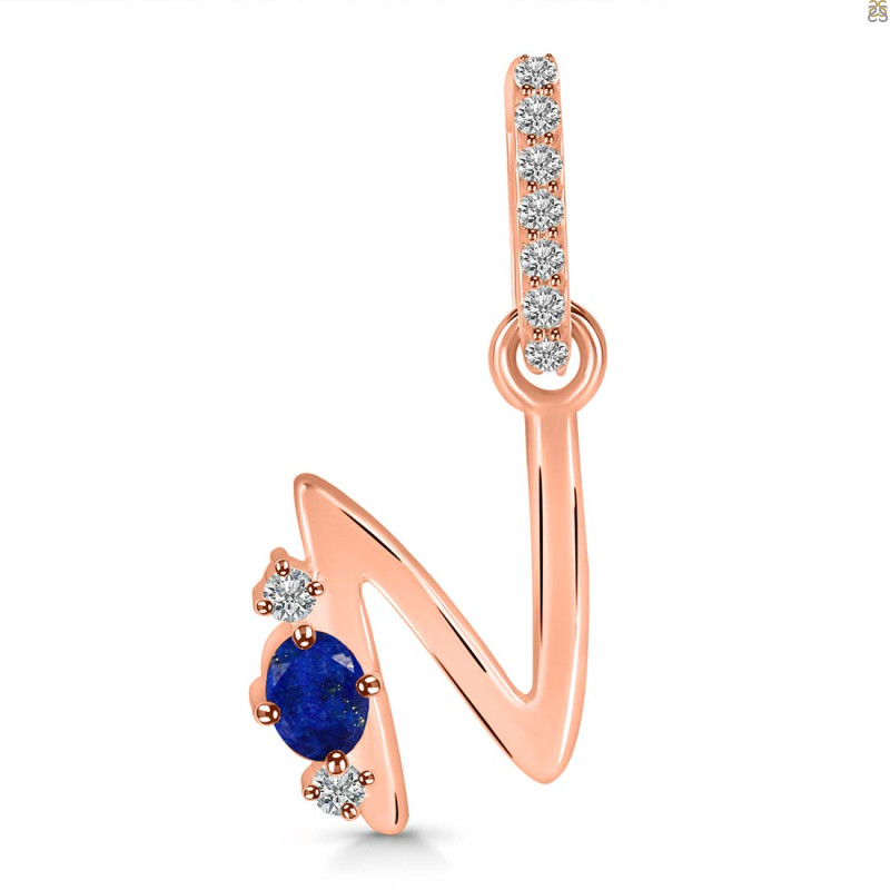 Lapis & White Topaz Alphabet N Pendant LLP-RDA-40.