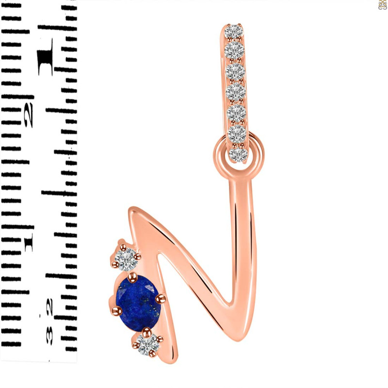 Lapis & White Topaz Alphabet N Pendant LLP-RDA-40.