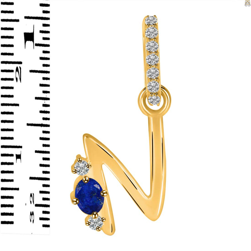 Lapis & White Topaz Alphabet N Pendant LLP-RDA-40.