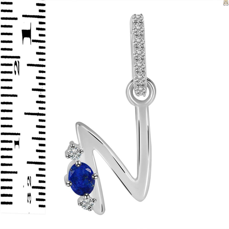 Lapis & White Topaz Alphabet N Pendant LLP-RDA-40.