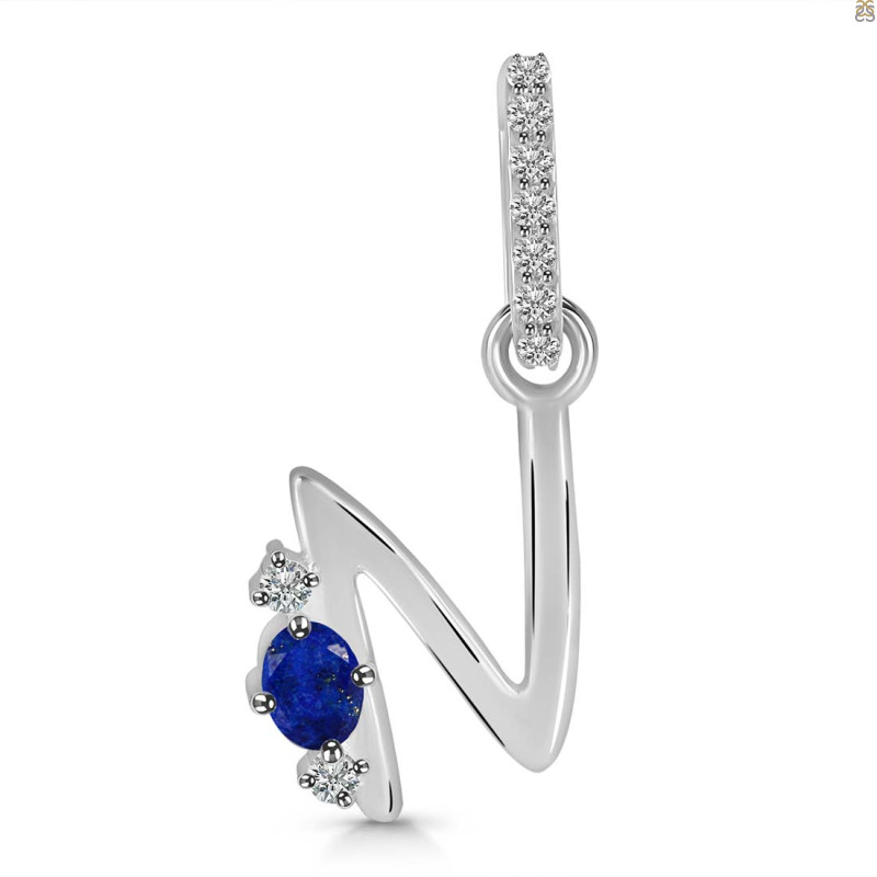 Lapis & White Topaz Alphabet N Pendant LLP-RDA-40.