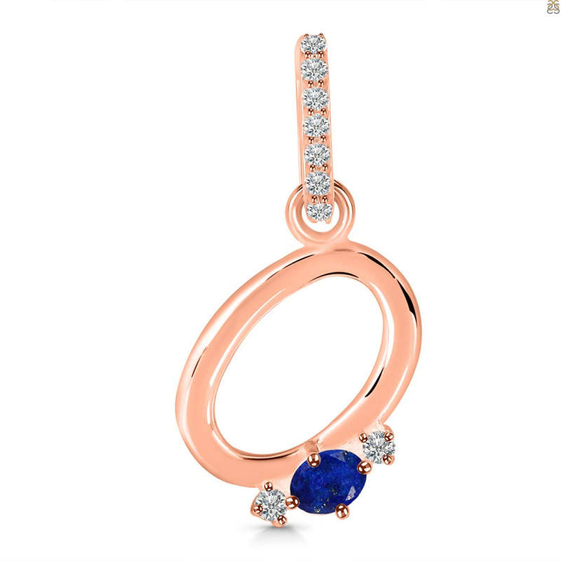Lapis & White Topaz Alphabet O Pendant LLP-RDA-41.