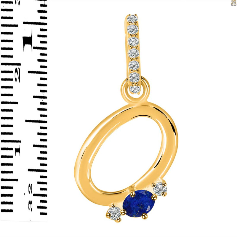 Lapis & White Topaz Alphabet O Pendant LLP-RDA-41.