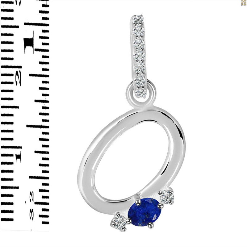 Lapis & White Topaz Alphabet O Pendant LLP-RDA-41.