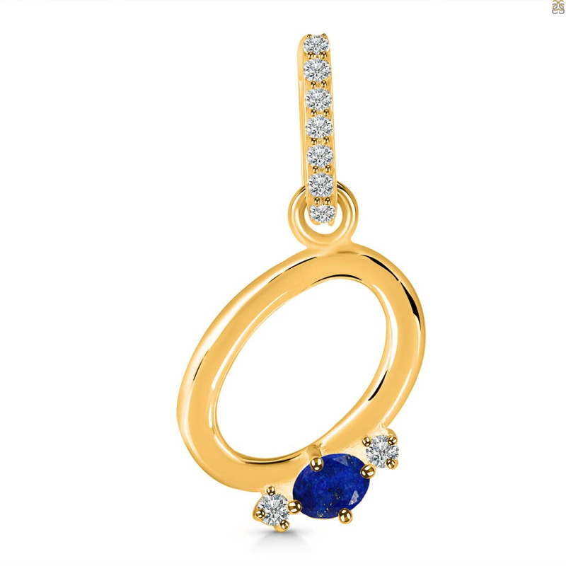 Lapis & White Topaz Alphabet O Pendant LLP-RDA-41.