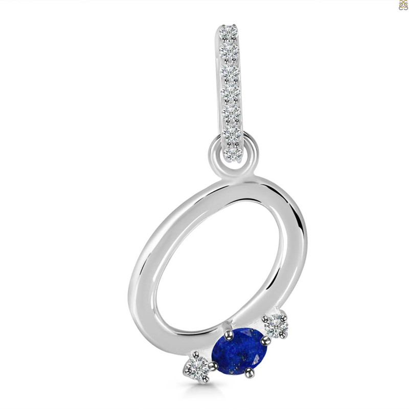 Lapis & White Topaz Alphabet O Pendant LLP-RDA-41.