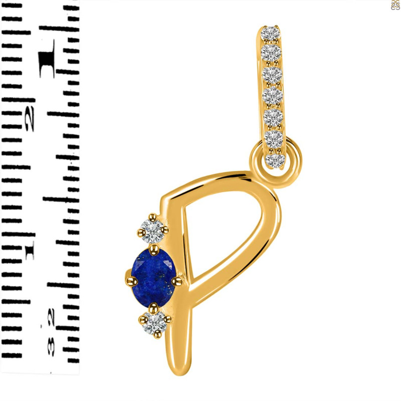 Lapis & White Topaz Alphabet P Pendant LLP-RDA-42.