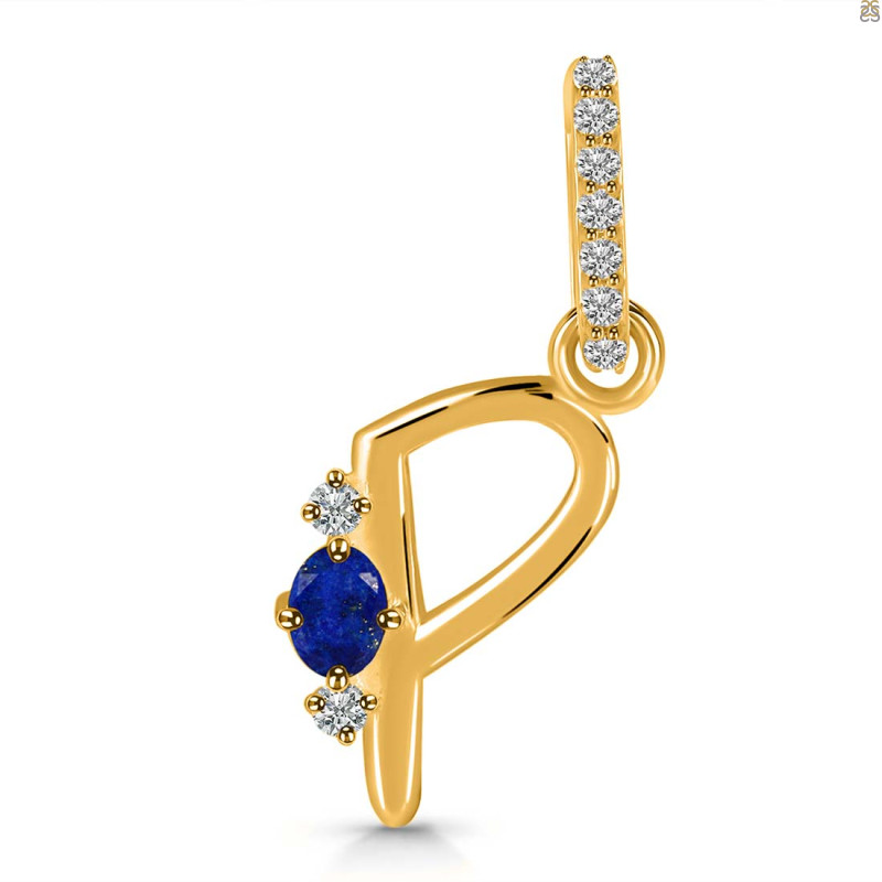 Lapis & White Topaz Alphabet P Pendant LLP-RDA-42.