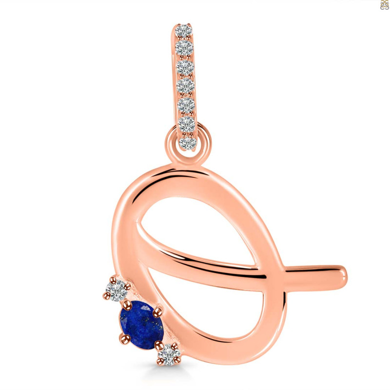 Lapis & White Topaz Alphabet Q Pendant LLP-RDA-43.