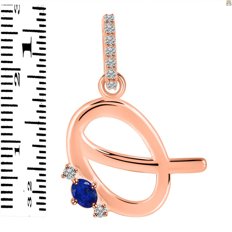 Lapis & White Topaz Alphabet Q Pendant LLP-RDA-43.