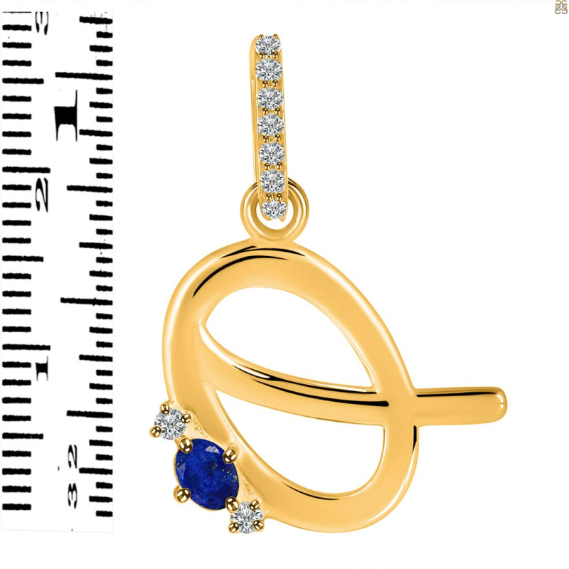 Lapis & White Topaz Alphabet Q Pendant LLP-RDA-43.