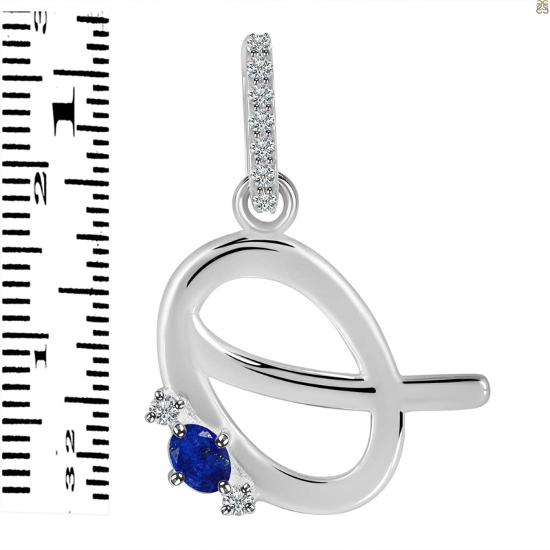 Lapis & White Topaz Alphabet Q Pendant LLP-RDA-43.