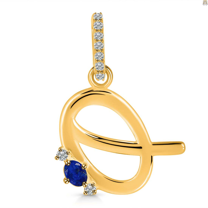 Lapis & White Topaz Alphabet Q Pendant LLP-RDA-43.
