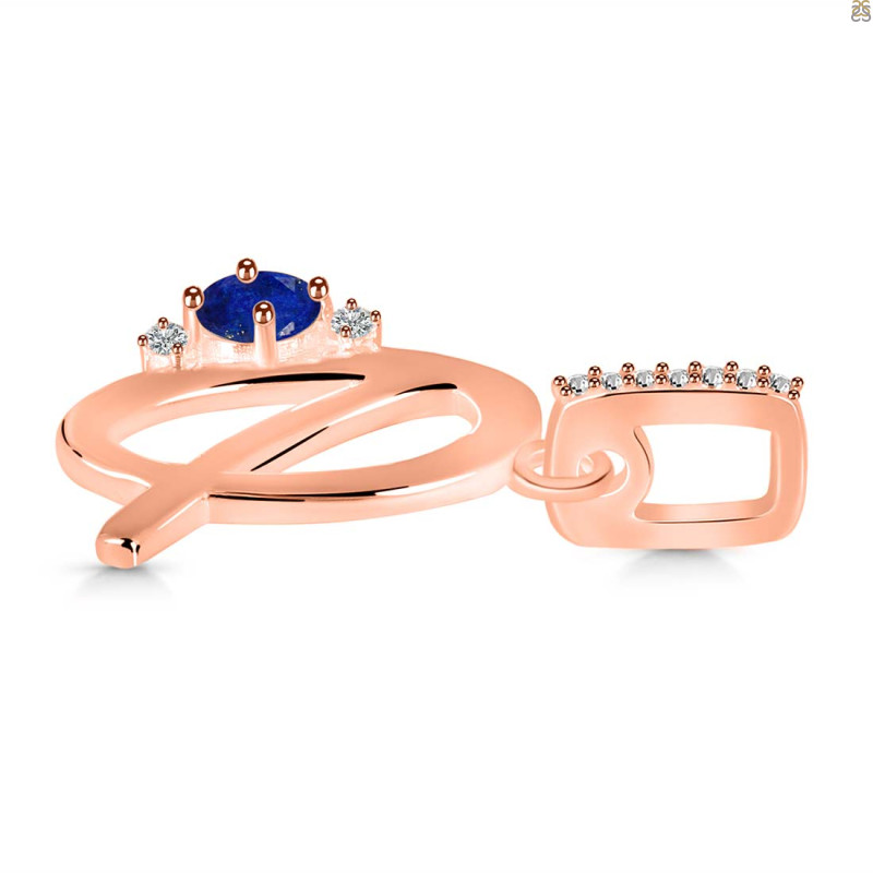 Lapis & White Topaz Alphabet Q Pendant LLP-RDA-43.